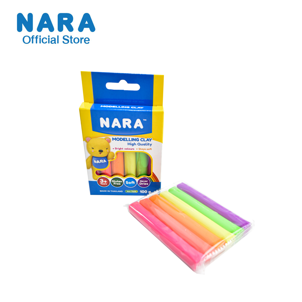 NARA Modelling Clay ดินน้ำมันไร้สารพิษแบบกล่อง 6 สี (ขนาด 100 กรัม) *เลือกแบบ*