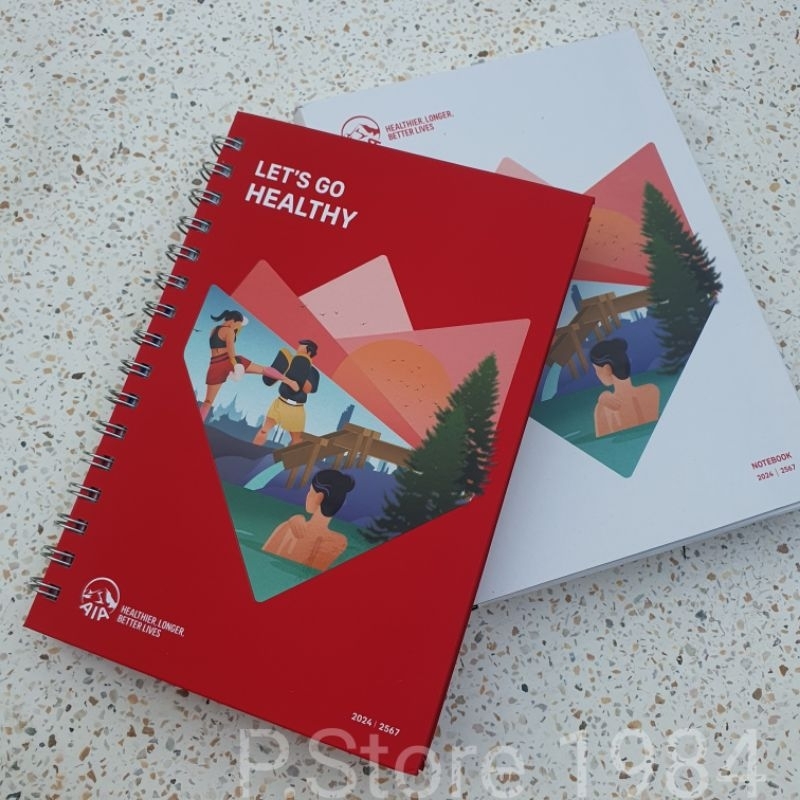 สมุดโน๊ต ปี 2024 // AIA เอไอเอ ปี 2567  - Notebook AIA ของขวัญปีใหม่ (แบบห่วง - สีแดง)