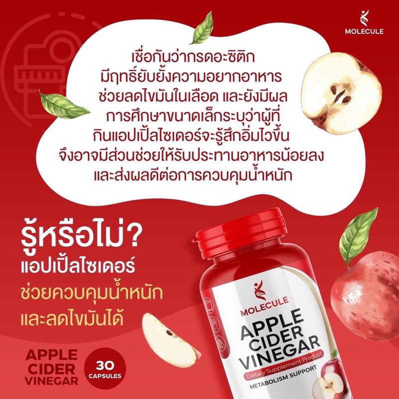 ราคาในไลฟ์ 80 1 แถม1 Apple Cider Vinegar โมเลกุล แอปเปิ้ลไชเดอร์ วีเนก้าร์ แบบเม็ด Molecule