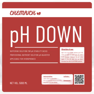 5000ml pH DOWN น้ำยาลดค่า pH สูตรเข้มข้น / Concentrated buffering solution for pH stability - Chemrich