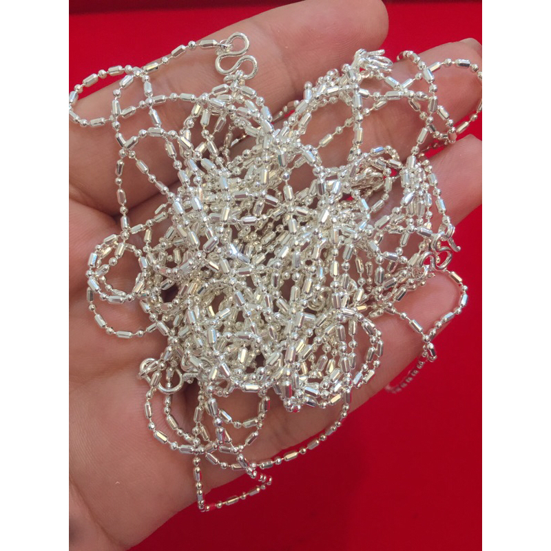 สร้อยคอ ลายพิมพ์นิยม No. 1 เงิน 💰 92.5%  ไม่แพ้ ไม่คัน ใส่อาบน้ำได้ ยาว 18 นิ้ว