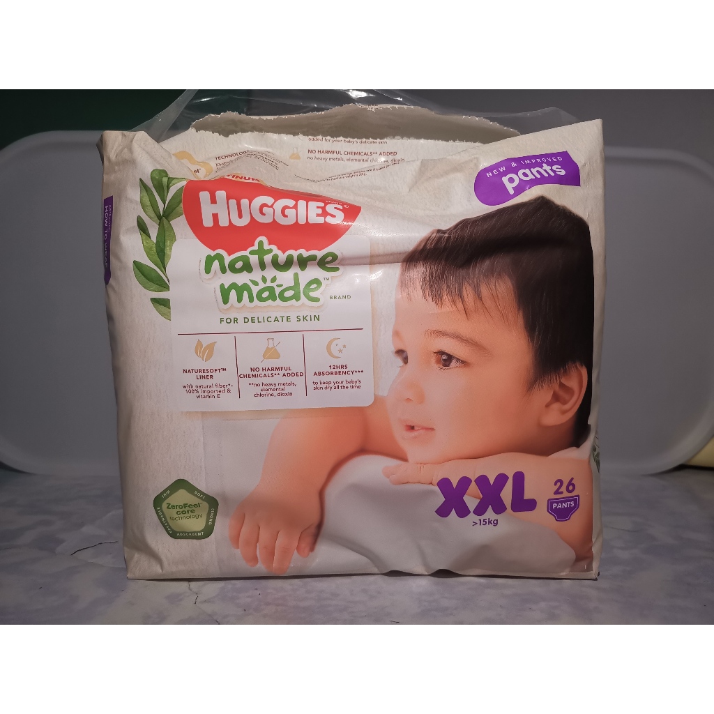 Huggies Naturemade Pants Diapers ฮักกี้ส์ ผ้าอ้อมแบบกางเกง เนเจอร์เมด กางเกงผ้าอ้อม