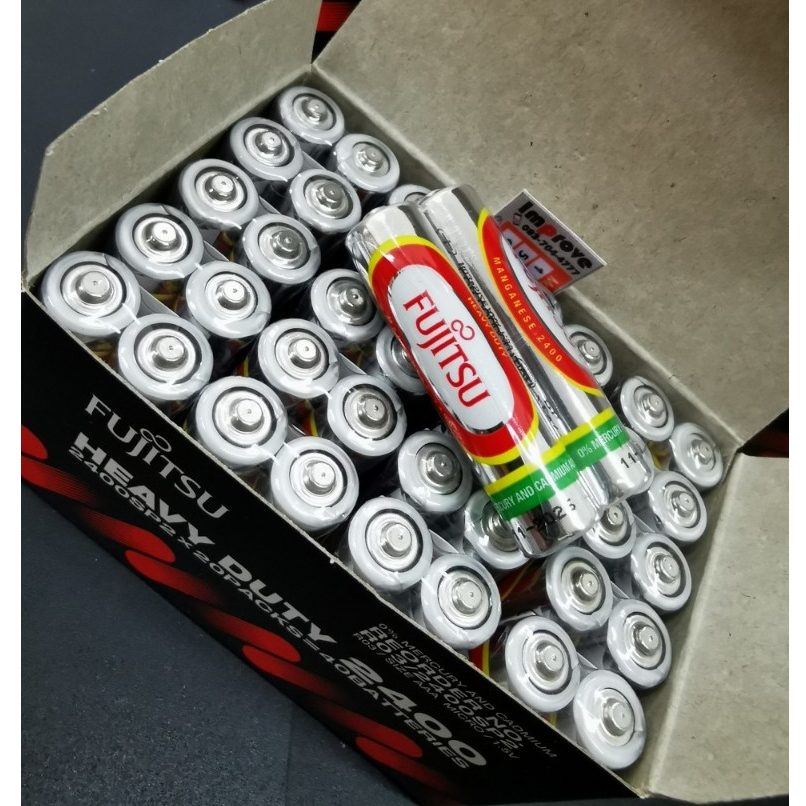 ยกกล่อง-Fujitsu R03 AAA Heavy Duty 2400 ถ่านไฟฉาย ถ่านรีโมท ถ่านเทสสินค้า-แท้ ประกันศูนย์