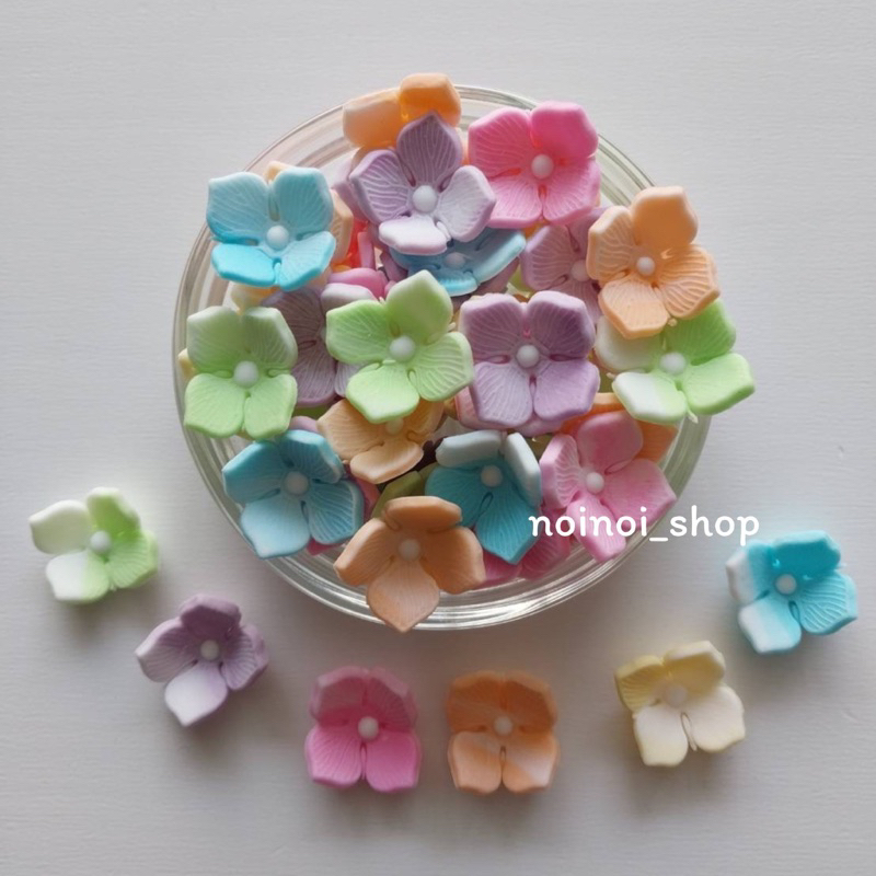 น้ำตาลแต่งหน้าเค้ก ดอกไฮเดรนเยีย สีพาสเทลน่ารัก สดใส ตกแต่งหน้าเค้ก รับประทานได้
