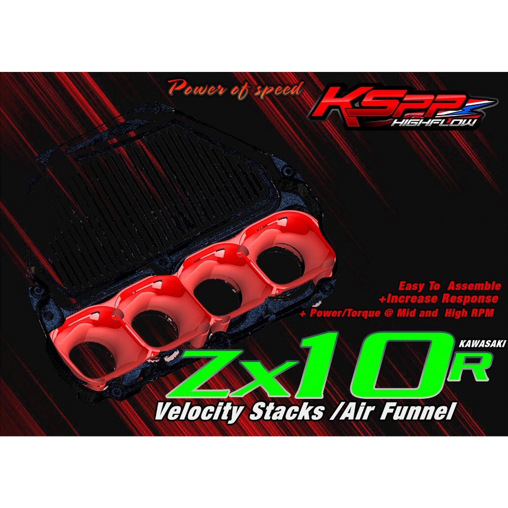 KSPP ปากแตรแต่ง Kawasaki Zx10r 2016-2023 เพิ่มแรงม้า Velocity Stack