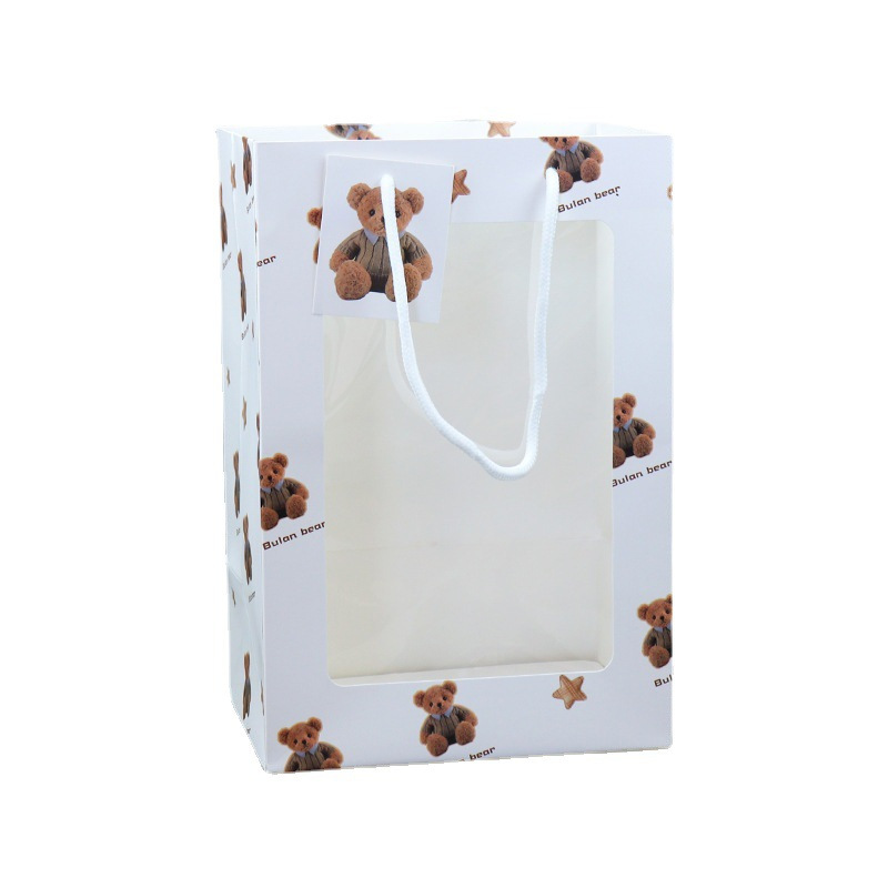 ถุงของขวัญ สีขาว มีหน้าต่าง สามารถใส่ตุ๊กตาได้ อุปกรณ์เสริมของขวัญวันเกิด