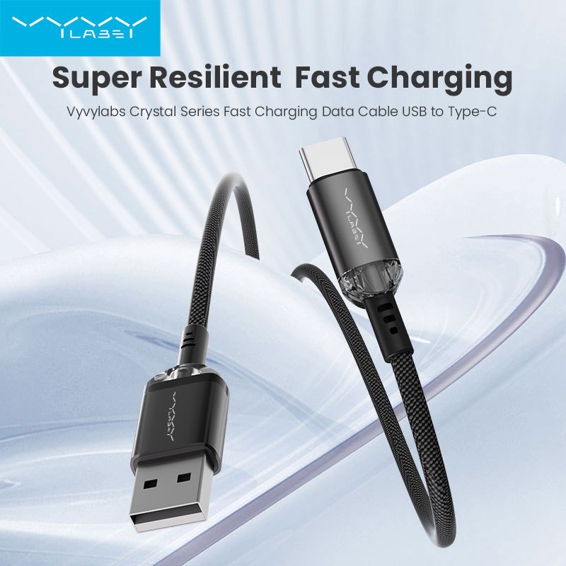 Vyvylabs - Fast charging data cable crystal series USB to Type-C 3A 1M