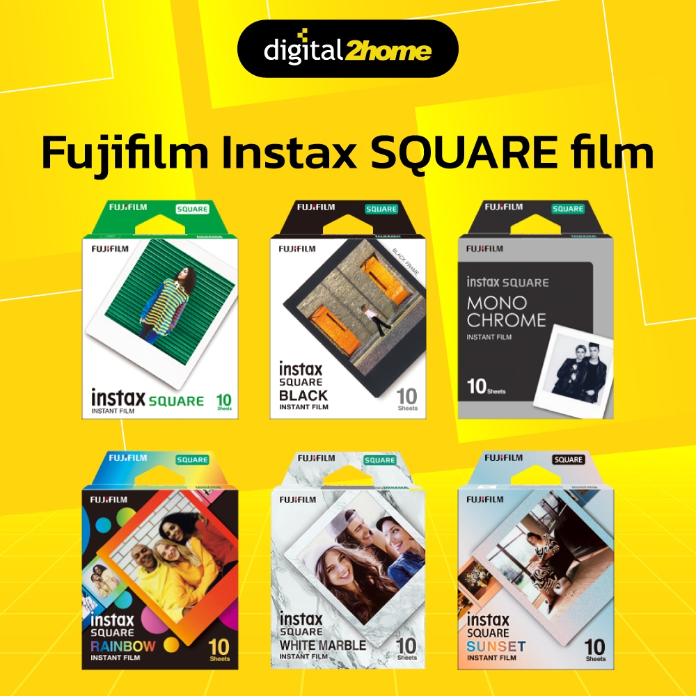 ฟิล์ม Fujifilm Instax SQUARE film ขนาดของฟิล์ม 86(W) x 72(H) mm ขนาดของภาพ 62(W) x 62(H) mm
