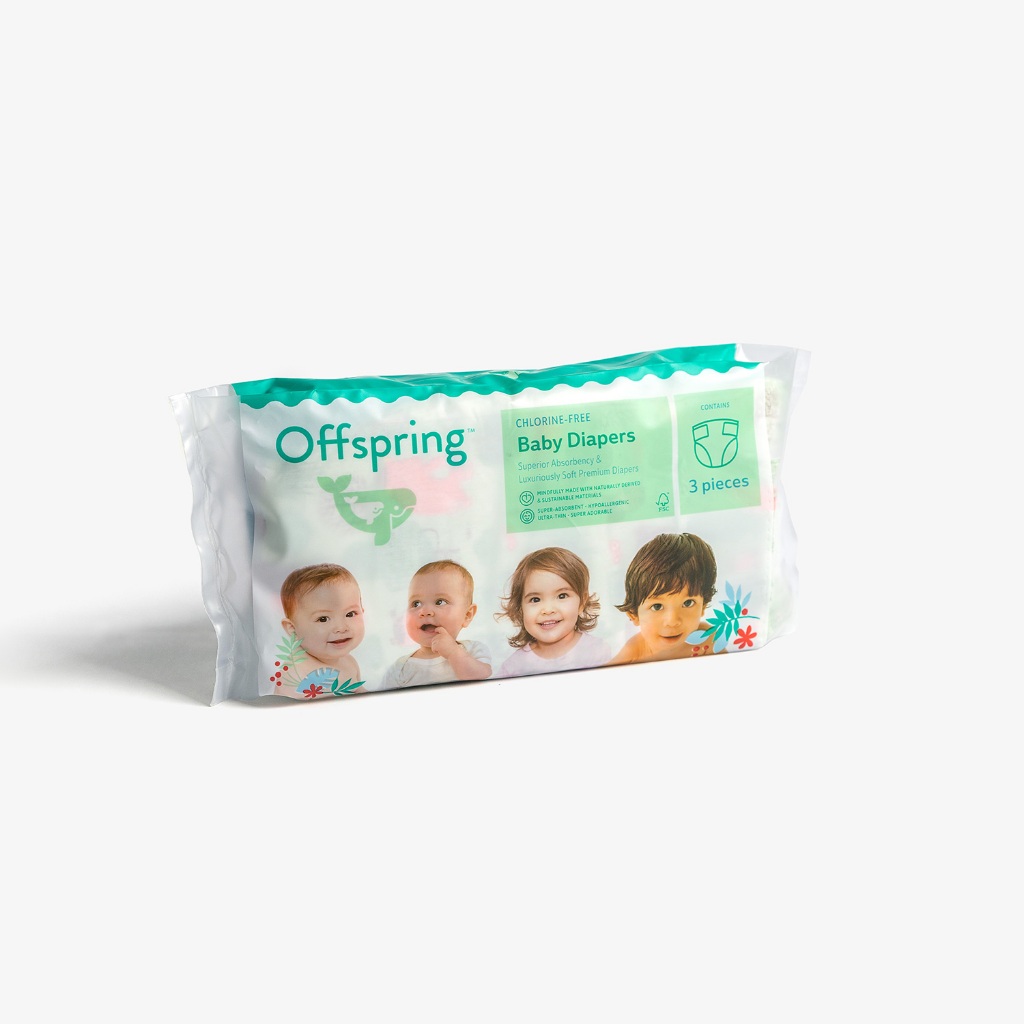 Offspring Ultra Thin Tapes แบบเทป ไซส์ S / M รุ่นบางเฉียบ ขนาดทดลอง 3 ชิ้น คละลาย ผ้าอ้อมเด็ก แพมเพิส ซึมซับดีเยี่ยม