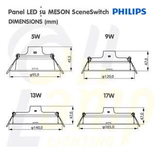 (3แสงในโคมเดียว) Philips LED Downlight Meson SSW 5w 9w 13w 17w ขนาด 3.5นิ้ว 4นิ้ว 5นิ้ว 6นิ้ว