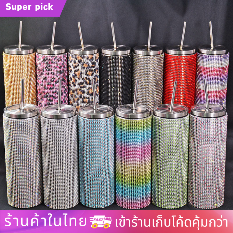 พร้อมส่ง  แก้วน้ำคิดเพชรขนาด 600 ML เก็บความเย็น สแตนเลท เยติเพชรวิงค์ๆ
