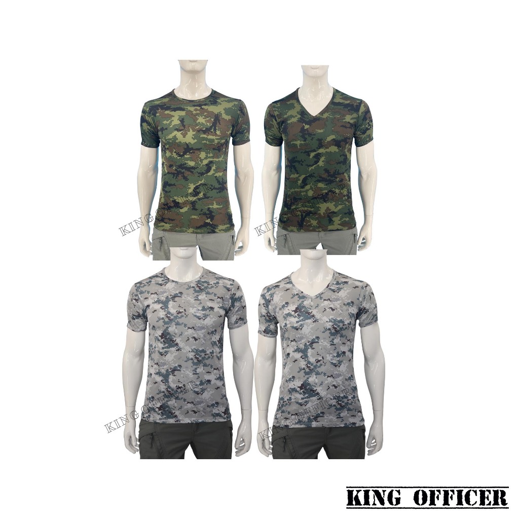 เสื้อยืด เสื้อรองใน (ผ้านาโน) ทหารเรือ พรางดิจิตอล นาวิกโยธิน นย. พรางทะเล กองทัพเรือ คอกลม คอวี B