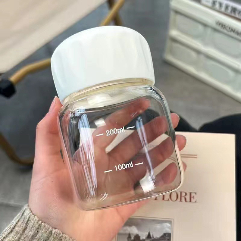 ถ้วยน้ำ กระจก อ้วนคัพ น่ารัก แบบพกพา ถ้วยนม ถ้วยกาแฟ นักเรียน