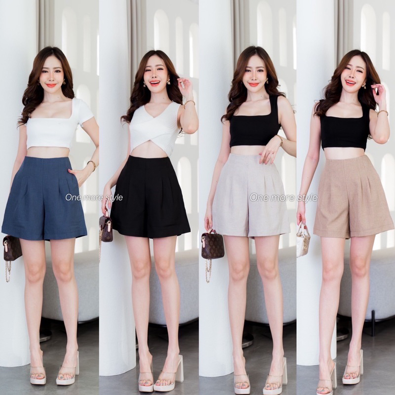 New collection S-XXLขาสั้นซิปข้างผ้าโควี่พร้อมส่ง