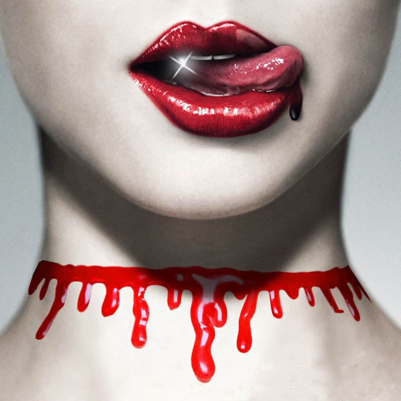 ส่งไวจาก กทม. สร้อยคอเลือด โช้คเกอร์เลือด สำหรับปาร์ตี้ คอสเพลย์ ฮาโลวีน / Blood Choker for Halloween Party
