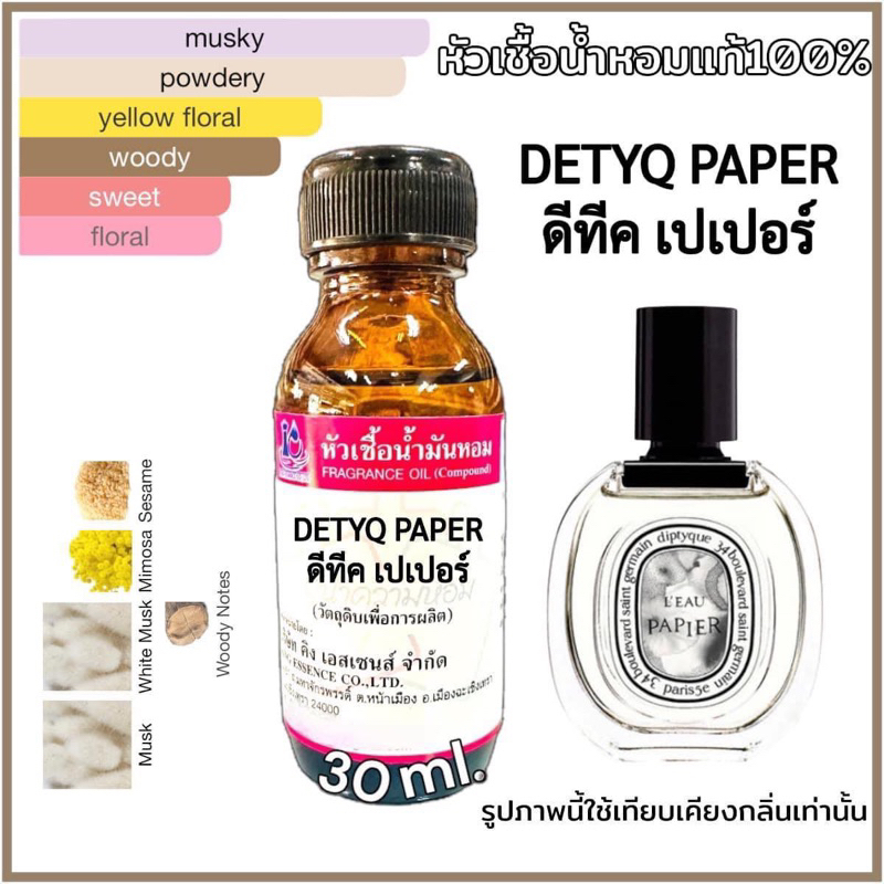 หัวเชื้อน้ำหอม 100% กลิ่น ดีทีค เปเปอร์ DETUQ PAPER 30ml.