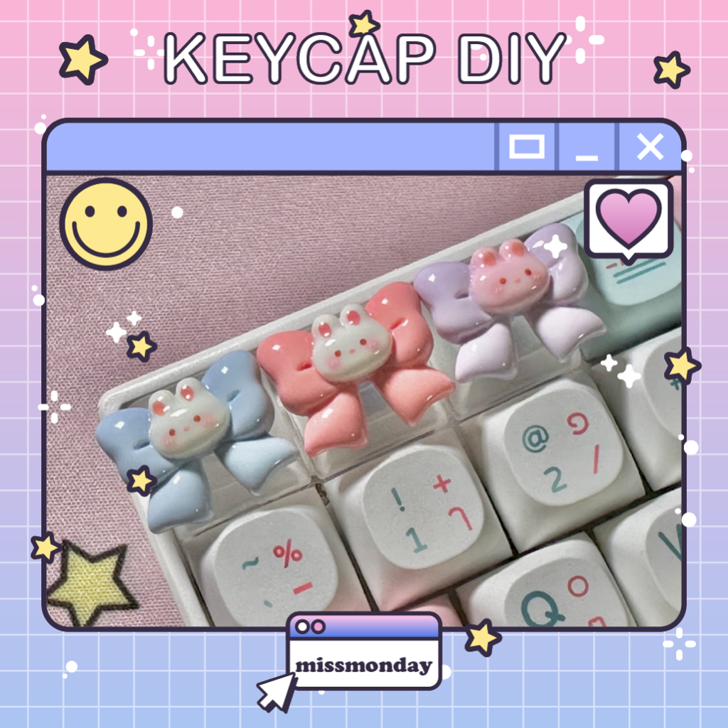 พร้อมส่ง!! Keycaps DIY น่ารักสุดคิ้วท์ Ribbon 1U