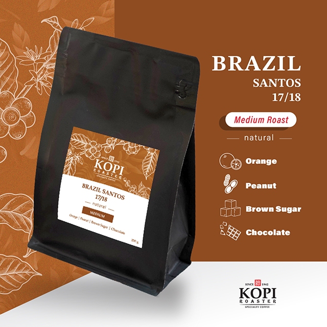 เมล็ดกาแฟคั่วกลาง Brazil Santos 17/18 : Medium Roast