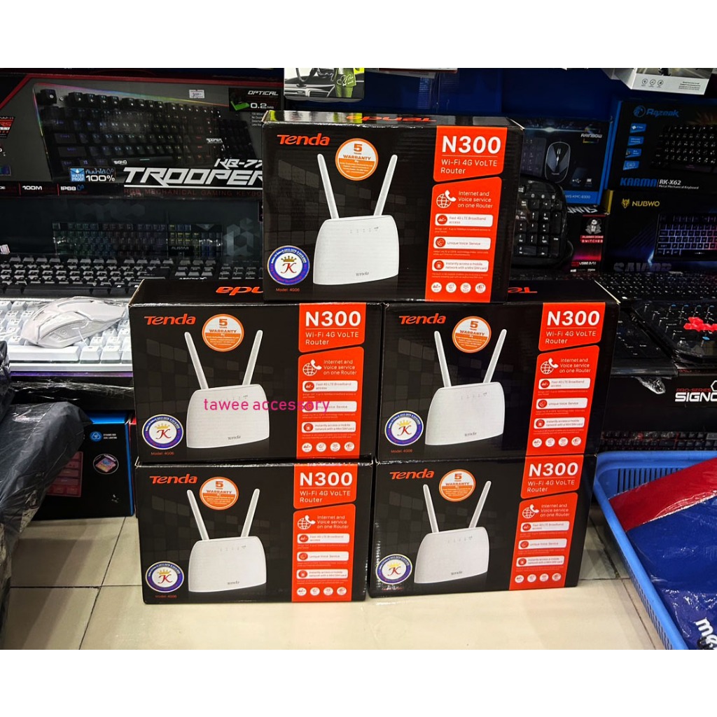 Tenda 4G06 N300 Wi-Fi 4G VoLTE Router  เร้าเตอร์ใส่ซิม N300 เราท์เตอร์ WiFi ใส่ ซิม 300Mbps รองรับซิ