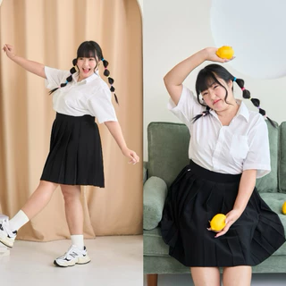 🩶ไซส์ใหญ่🩶 เสื้อนักศึกษาทรงบอย ทรงบอยสาวอวบ คอจีน-คอปก รอบอก40-56