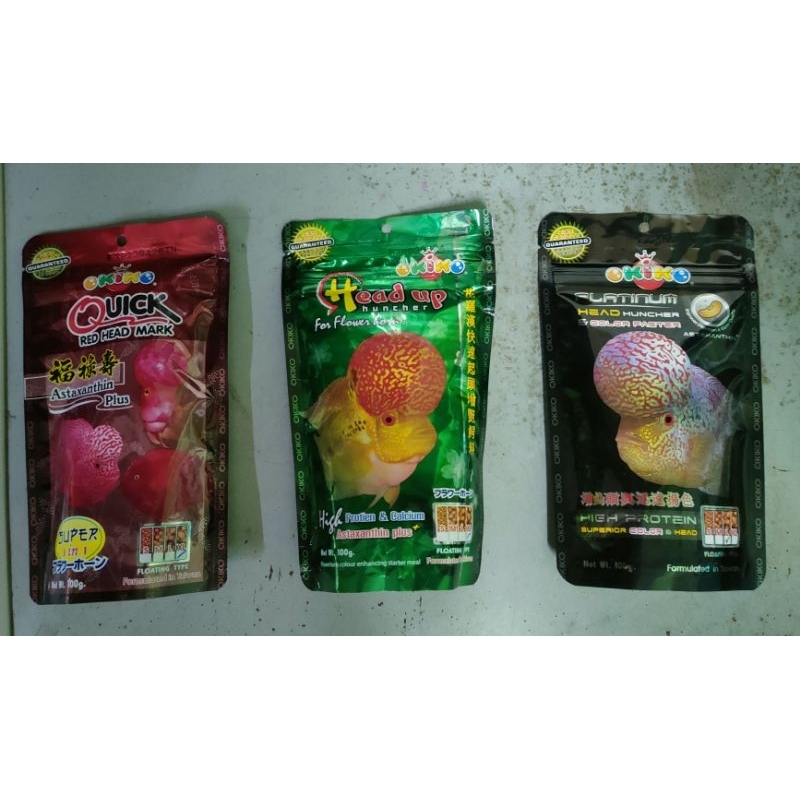 อาหารปลาหมอสีOKIKO..100กรัม...3แบบ..เร่งโต..เร่งหัว..เร่งสี(พร้อมส่งทุกวัน)