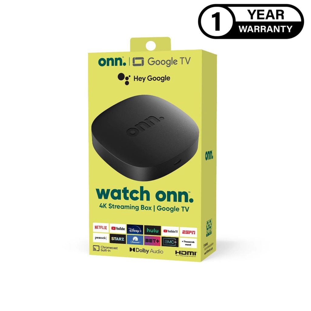 Onn Google TV 4K  Streaming Box (New, 2023), 4K UHD resolution with Chromecast and Google Assistant built-in