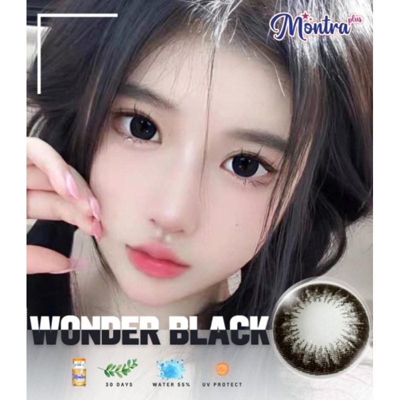 Montralens Wonder Black มนตราเลนส์ บิ๊กอายสีดำ คอนแทคเลนส์สายตา คอนแทคเลนส์กรองแสง แถมฟรีตลับทุกคู่