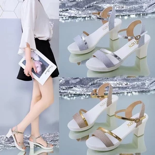 Charming missxรองเท้าส้นสูงผู้หญิง สไตล์นางฟ้า ส้นหนา สินค้าพร้อมส่ง BR376