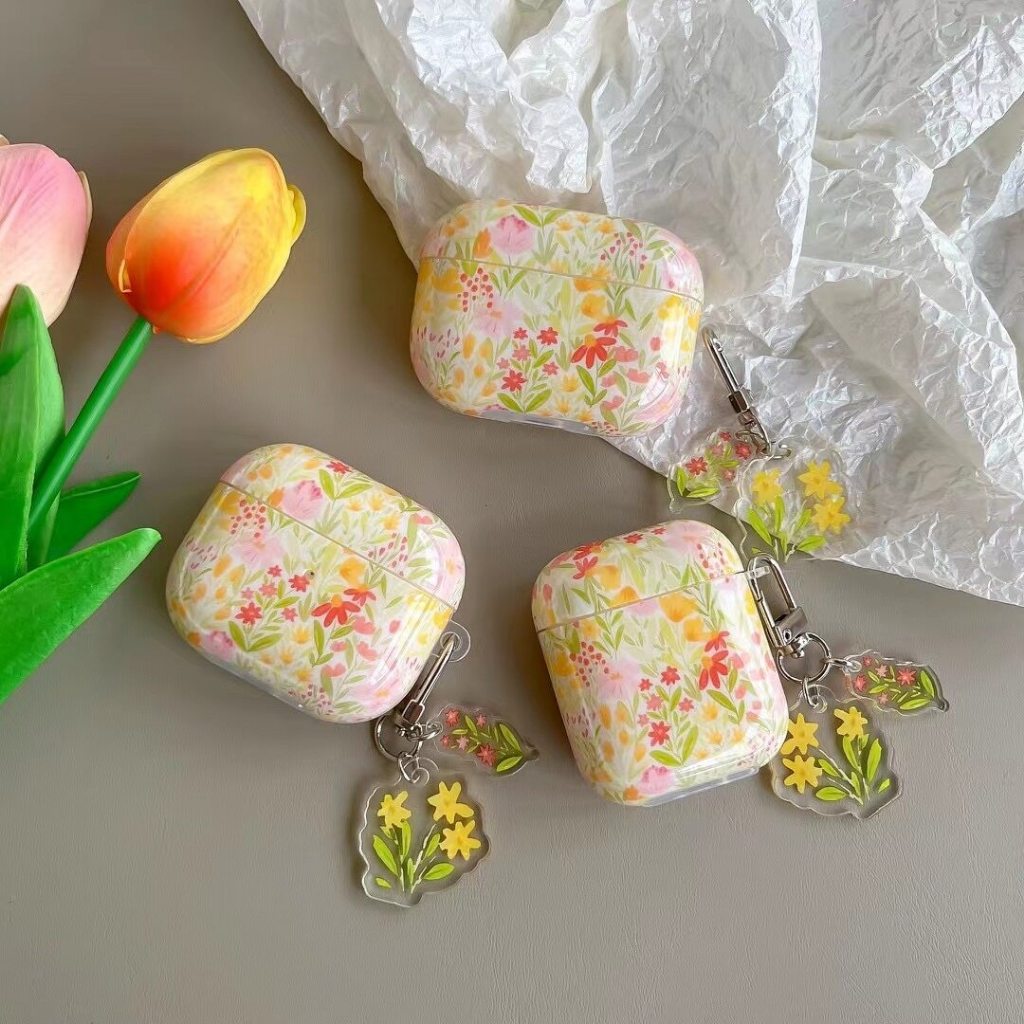 😻จัดส่งภายใน24ชั่ว😻ดอกไม้ ลวดลาย เปลือกหูฟัง เคส Airpods 3 pro 1 2 การป้องกันการตก Airpod gen3 2021 สีเหลือง Airpods 2