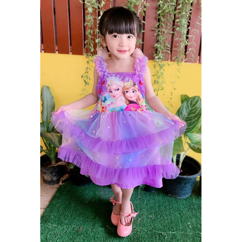 ชุดเจ้าหญิง ชุดเด็กไหล่ฟู กาแลคซี่ 2-7ขวบ(035) - รูปที่ 3