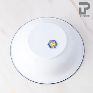 [[[ยกโหล]]] ชามเคลือบ ชามสังกะสีเคลือบ ชามเคลือบ สีขาว ตรากระต่าย ขนาด 12-26 ซม.