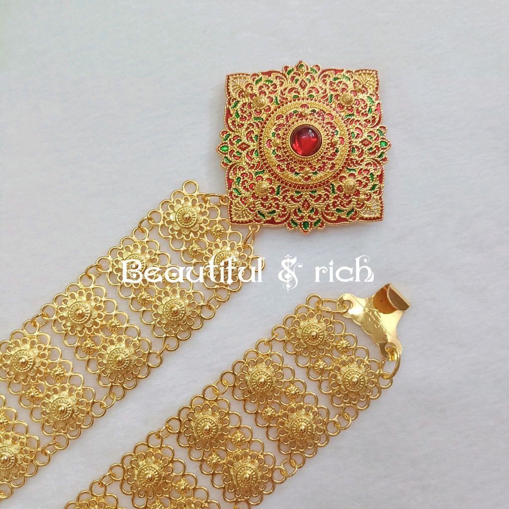 ชุดเซ็ทเครื่องประดับชุดไทย สีทองงานลงยา ชุดที่010 - รูปที่ 5