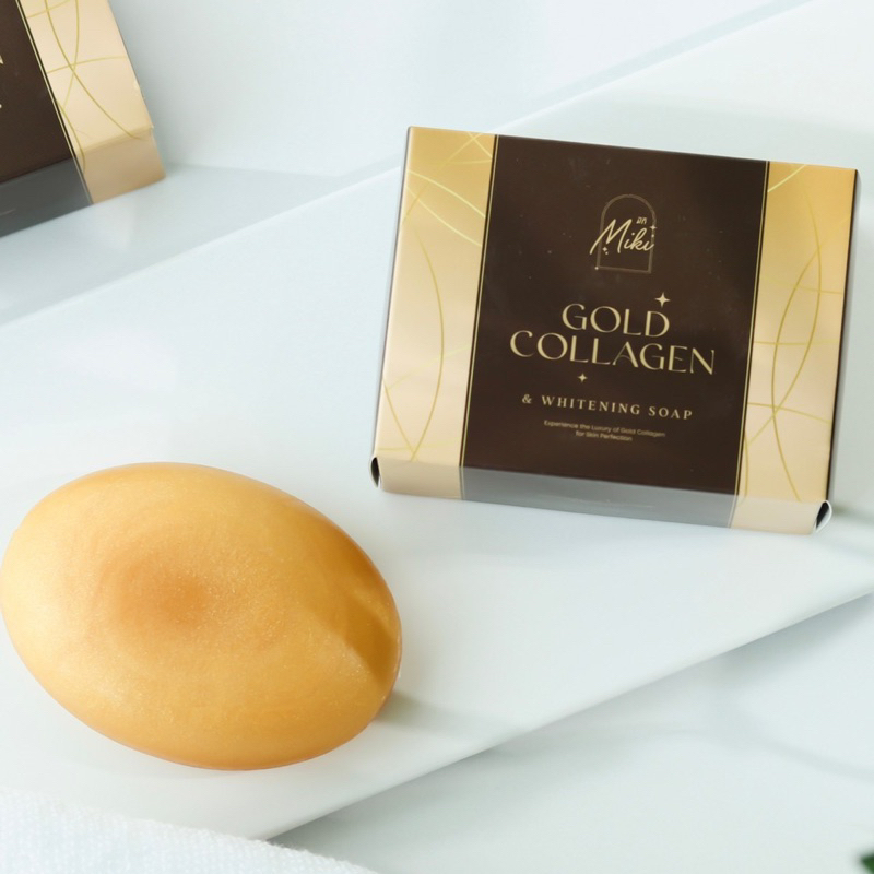 มิกิ โกลด์ คอลลาเจน&ไวท์เทนนิ่งโซฟ *90g.* สบู่ทองคำ ก้อนใหญ่ จั้มโบ้ สุดคุ้ม!! ทำความสะอาดผิวหน้า-ผิวกาย