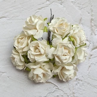 [10 ดอก / กุหลาบ ] ดอกไม้ประดิษฐ์ ดอกไม้กระดาษสา 30-35 มม Artificial Rose Paper Flower 30-35 mm