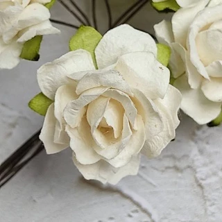 [10 ดอก / กุหลาบ ] ดอกไม้ประดิษฐ์ ดอกไม้กระดาษสา 30-35 มม Artificial Rose Paper Flower 30-35 mm