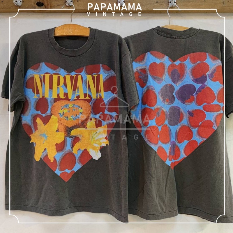 [ NIRVANA ] Nirvana Heart Shaped Box  ผ้า100 ฟอกนุ่ม วินเทจ Vtg.Nirvana HSB papamama vintage shirt