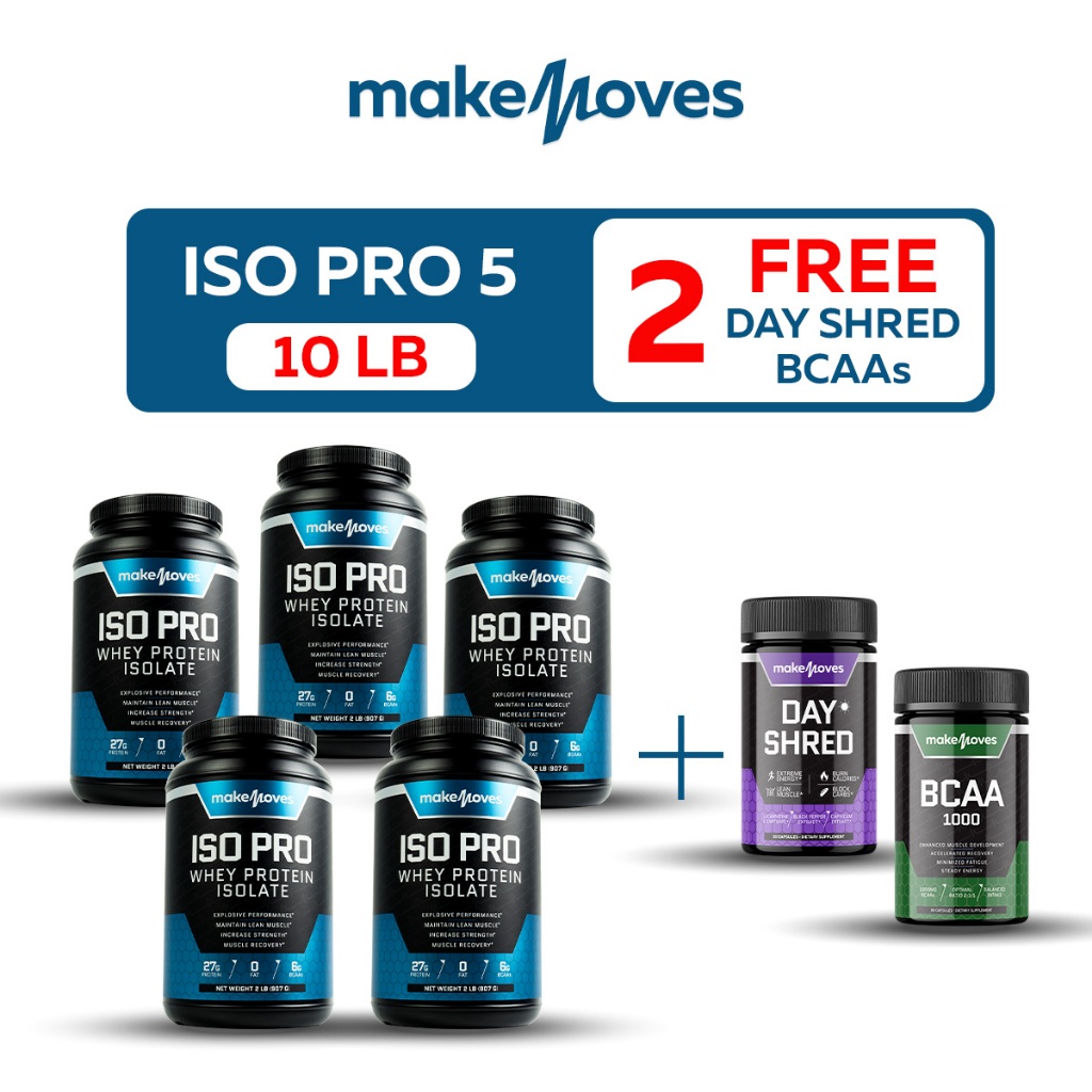 ISO PRO Whey Protein Isolate MakeMoves (Iso Pro 5 with free 1 Day Shred, 1 BCAAs)