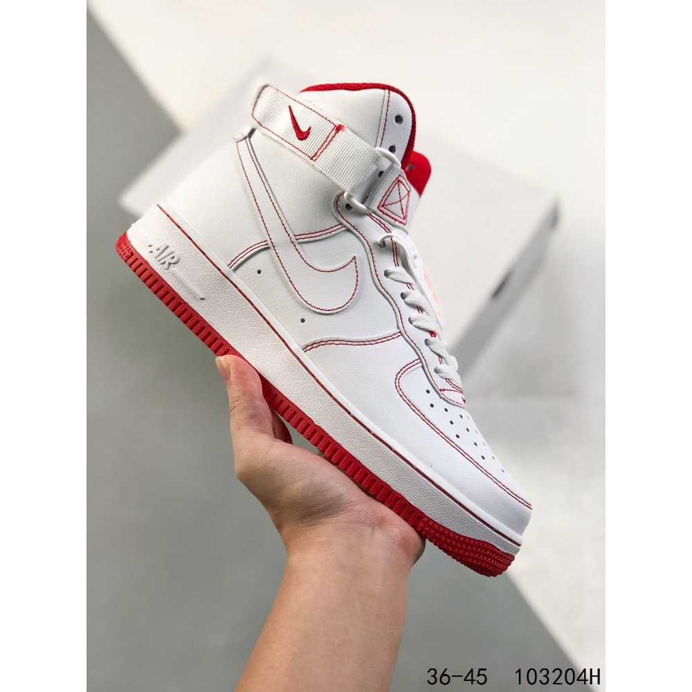 Nike Air Force 1 Low สีขาวสีแดงดูดี เทรนด์รองเท้าผ้าใบ