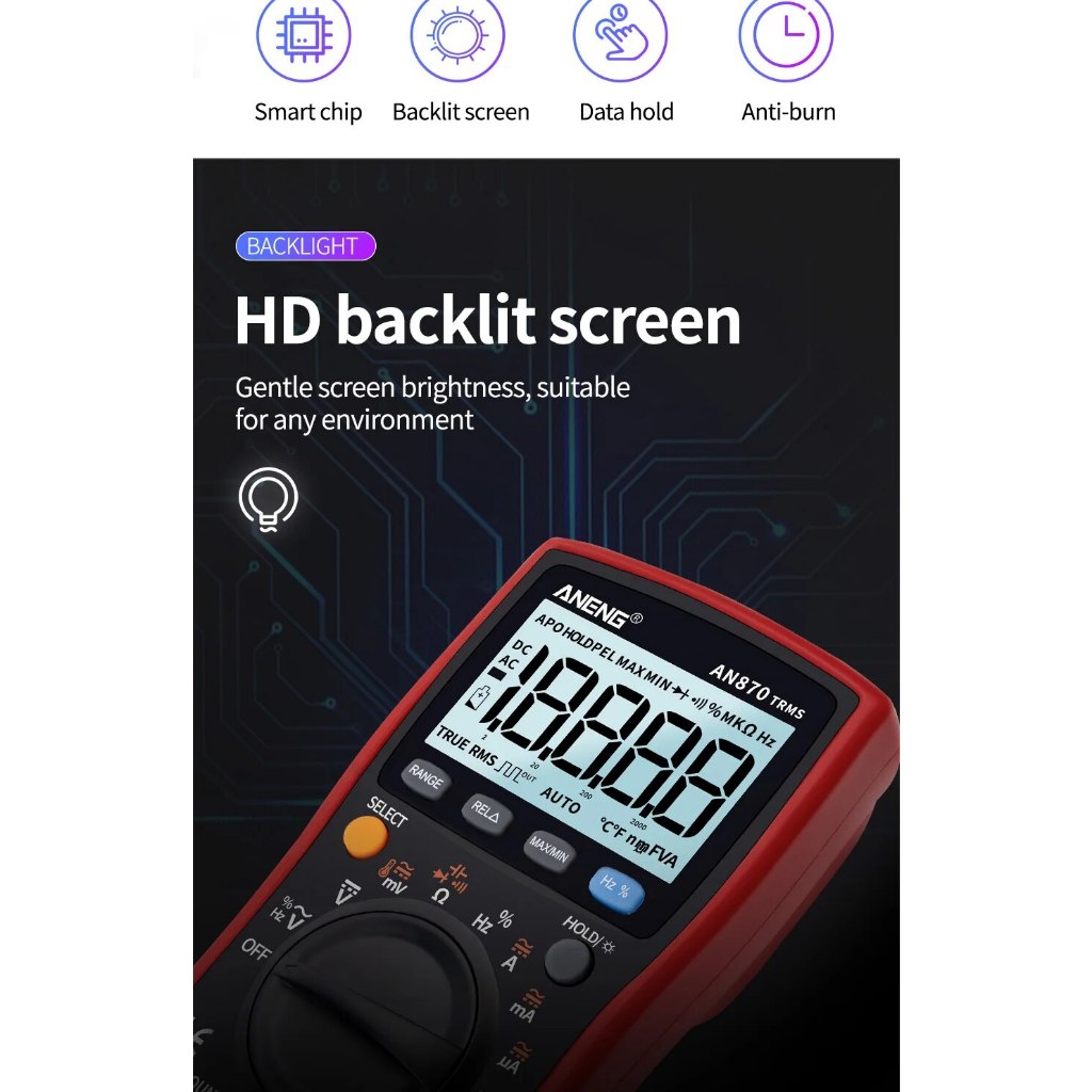 ANeng AN870 Digital Multimeter มัลติมิเตอร์ แบบดิจิทัล มืออาชีพ 19999 เครื่องนับ กระแสไฟ TRMS ราคา ถูกที่สุด ดีลบีเคเค แกลเลอรีภาพที่ 6