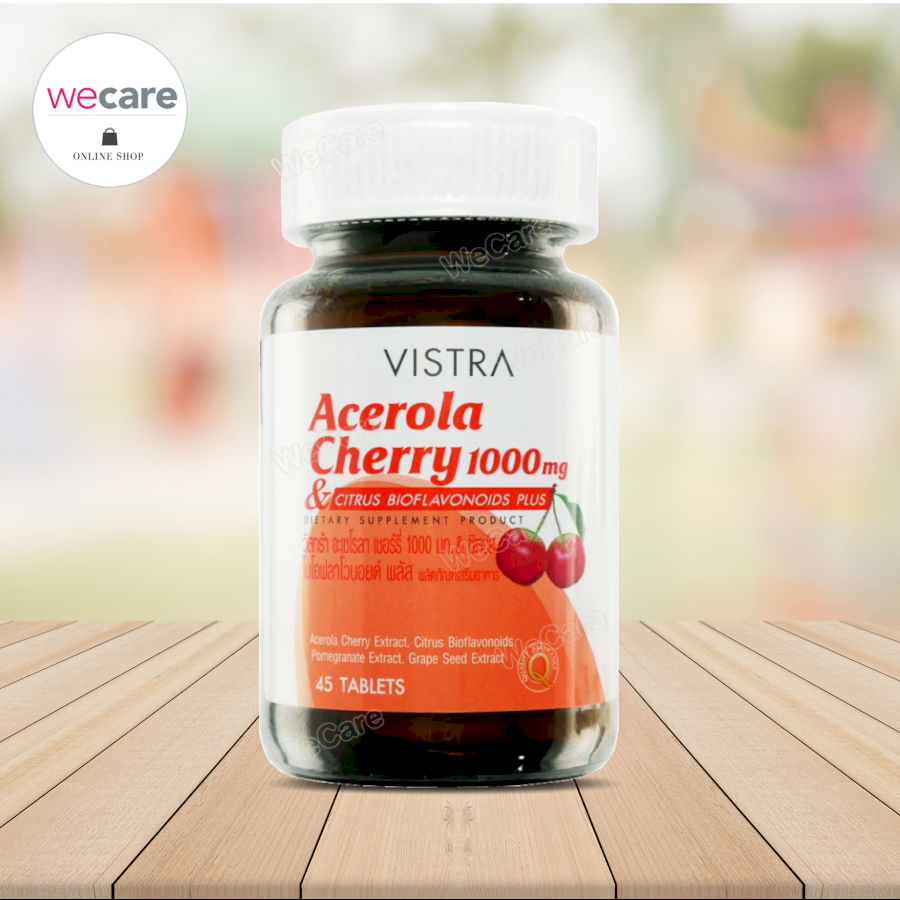Vistra Acerola Cherry 1000mg 45 เม็ด / 100 เม็ด วิสทร้า อะเซโรล่าเชอร์รี่