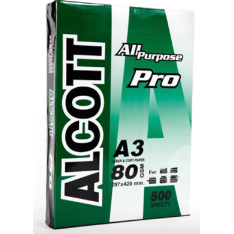 กระดาษถ่ายเอกสาร 80 แกรม ขนาด A3 ALCOTT 500 แผ่น