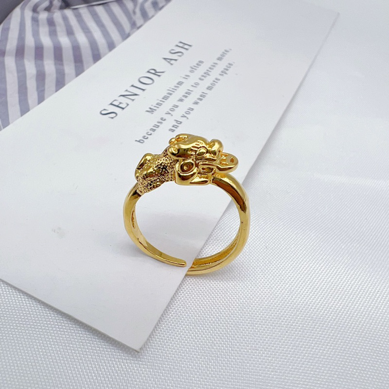 แหวนปี่เซียะ งานทองเหลือง 24K มี3แบบ แหวนฟรีไซส์ พร้อมส่งในไทย