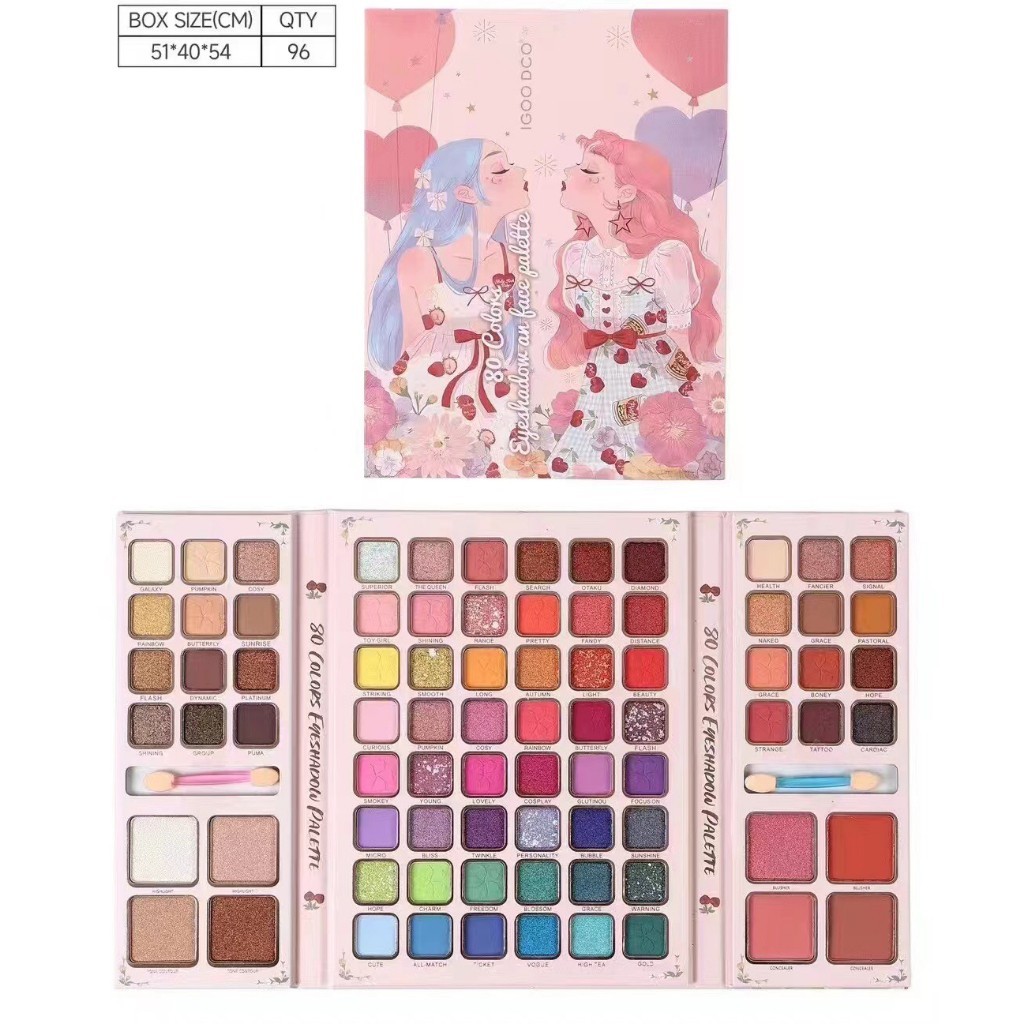 สินค้าใหม่ พาเลทน้องแฝด มาใหม่ตลับใหญ่ Igoodco 80 color eyeshadow อายแชโด์ บลัชออน ไฮไลท์ IG29611 - รูปที่ 3