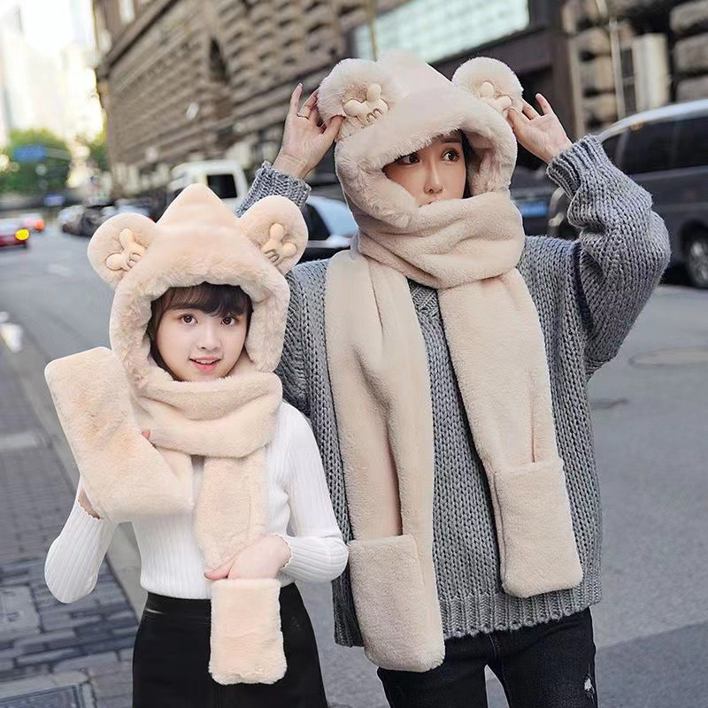 (201) ผ้าพันคอ 3in1 หมวก+ถุงมือ คู่แม่ลูก สำหรับผู้ใหญ่และเด็ก คุ้มค่า ใส่อุ่น🇹🇭พร้อมส่งจากไทย