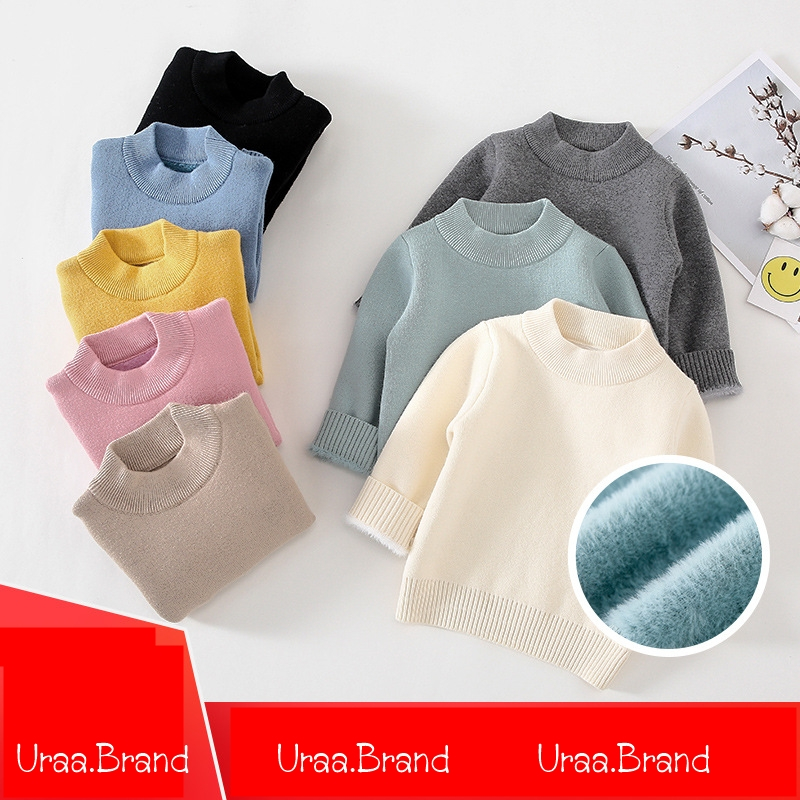 100-130 / 5 สี เสื้อคอเต่าเด็ก รุ่น เสื้อบุขนเด็ก สเวตเตอร์ไหมพรม Warm Peen Sweater Kids - KSS