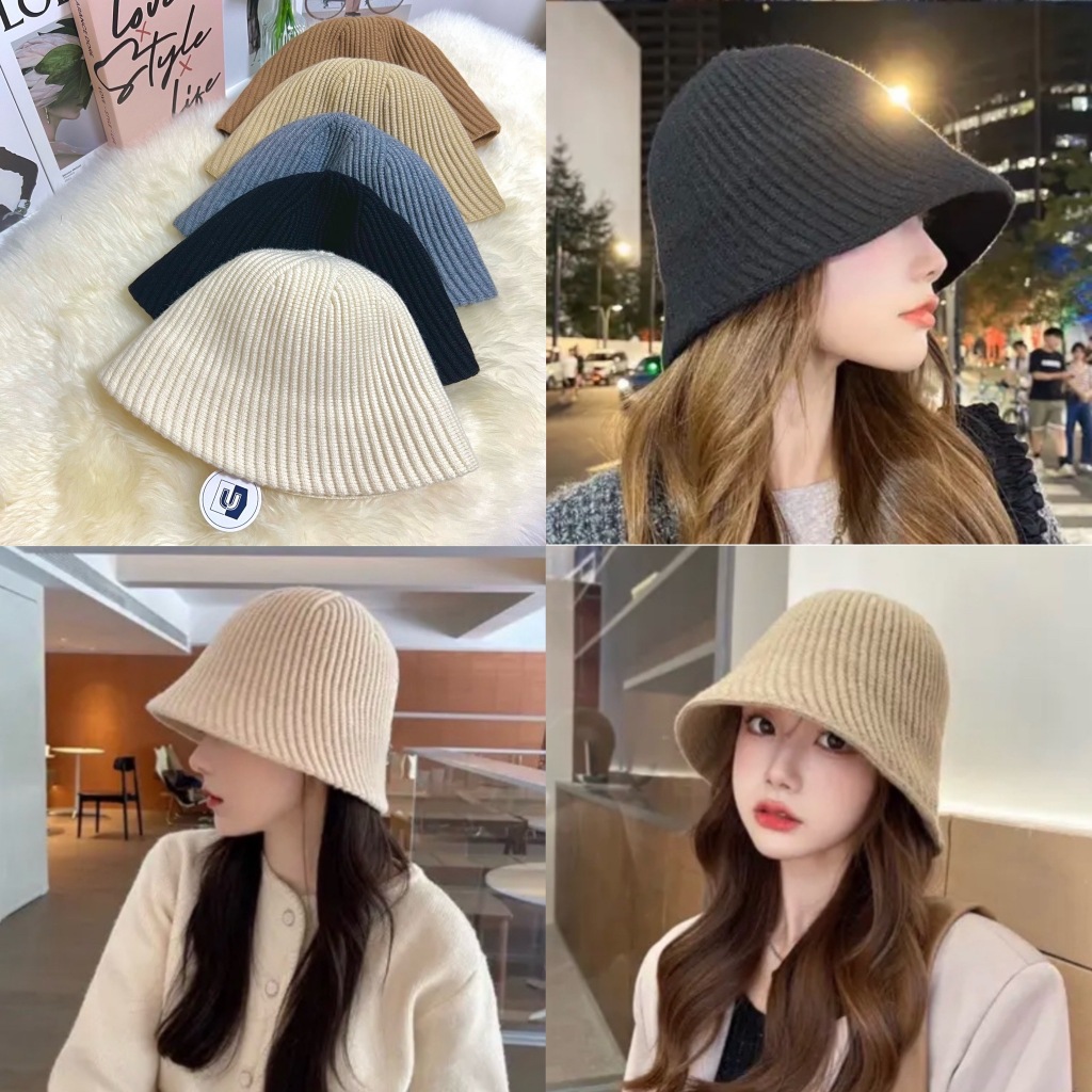 UB-H03 รุ่นเจเจ หมวกบักเก็ต ไหมพรมกันหนาว รุ่นพรีเมี่ยม ลายเฉียง ทรงสวย หนาหนุ่ม อบอุ่น หมวกต้าเหนิง