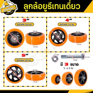 ลูกล้อยูริเทน ล้อรถเข็น ขนาด 3/4/5 นิ้ว พร้อมลูกปืนและท่อเพลา ลูกล้อ เงียบและทนต่อการสึกหรอ ราคาส่ง