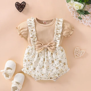 Babyonline(Y259)D2 (ส่งด่วน1วัน)ชุดบอดี้สูทขาเว้าสำหรับเด็กผู้หญิงลายดอกไม้สุดน่ารัก ผ้านิ่ม ระบายอากาศ