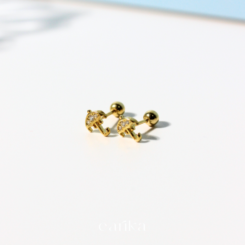 earika.earrings - jewel umbrella piercing จิวเม็ดกลมเงินแท้รูปร่ม เหมาะสำหรับคนแพ้ง่าย รูปที่ 3