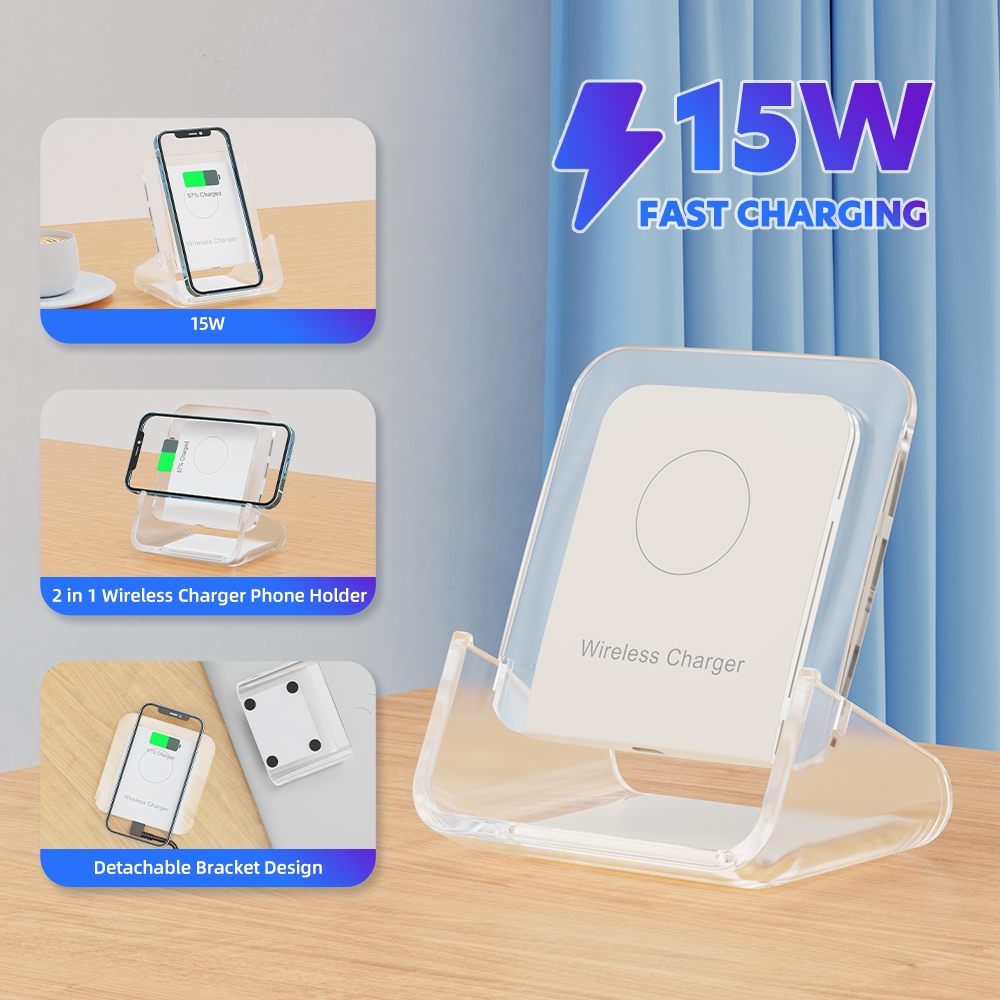 OWIRE แท่นชาร์จไร้สาย 15W หัวชาร์จเร็ว ขาตั้งโทรศัพท์มือถือ แบบไร้สาย ชาร์จเร็ว
